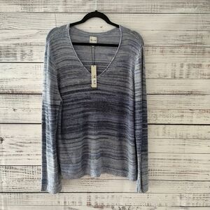 NIC+ZOE NEW Hazy Shades Sweater Purple Multi Blue Ombré Linen Blend XL $158